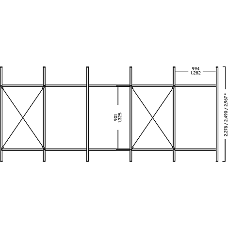 Kruisschoor voor Systeem R 3000, voor vlakbreedte 995 mm